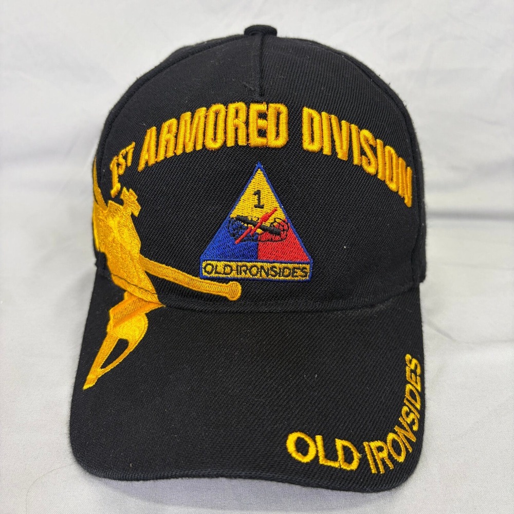 August Sportswear 1st Armored Division Hat Men OSFA Black Old Ironsides Cap